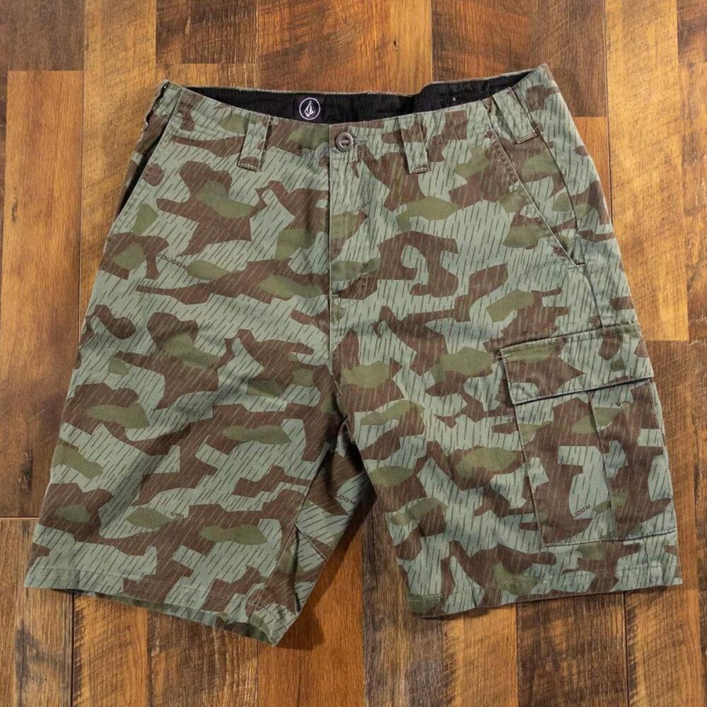 Volcom Splinter Rain Camo Cargo Shorts Men's Green Brown Size 36